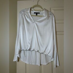 White House Black Market Satin White Blouse